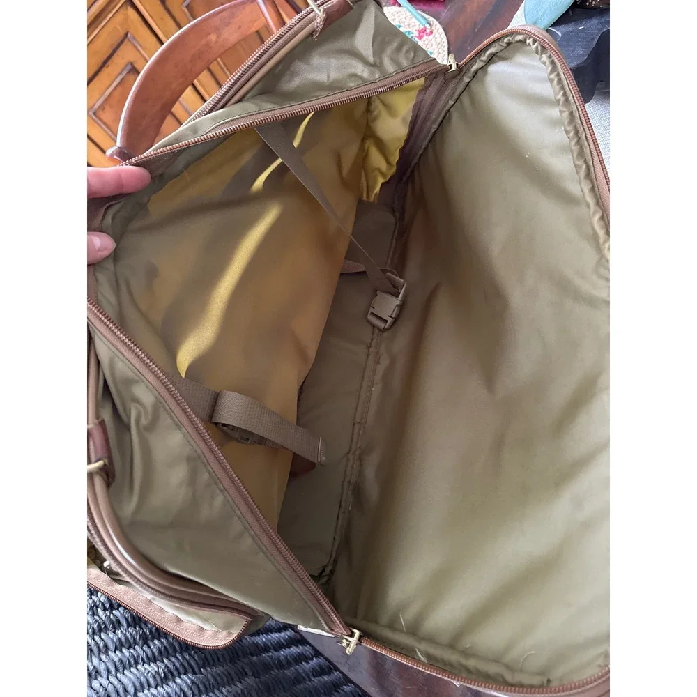 Hartmann Luggage Carry On/Computer/Briefcase Tan Nylon W/ Leather Handles Travel
